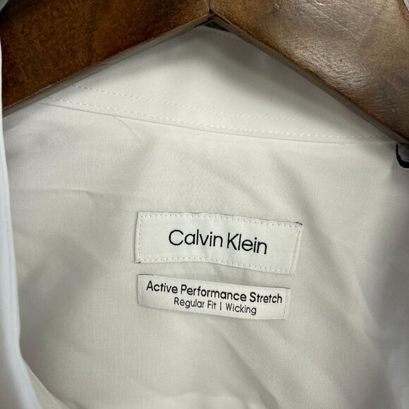 NEW Calvin Klein Men's XL White Button Down Dress Shirt Active Stretch - Picture 6 of 10